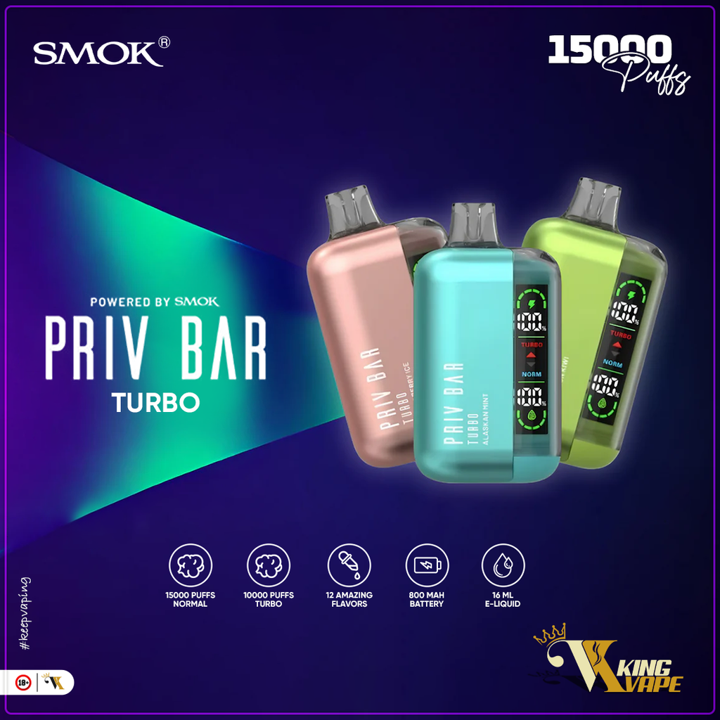 BUY NEW PRIV BAR TURBO DISPOSABLE 15000 PUFFS KING VAPE
