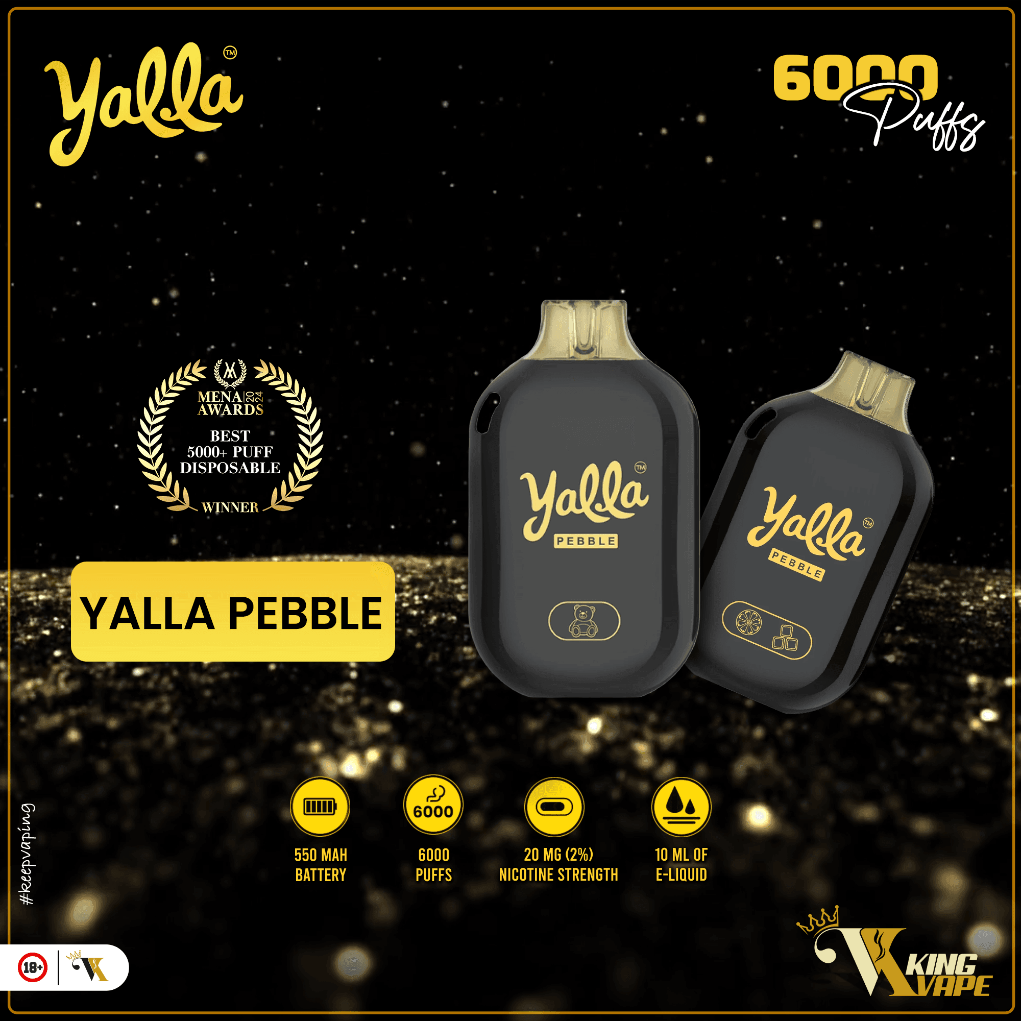 Yalla Pebble Disposable 7000 Puffs at King Vape Pakistan